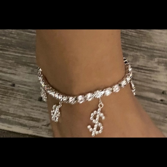 “Mo’ money” rhinestone anklet - Picture 7 of 10